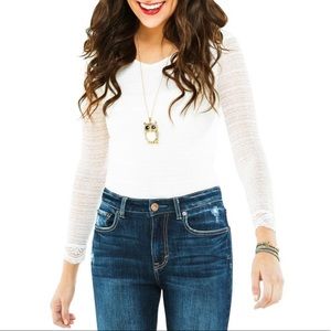 Bethany Mota White Lace Bodysuit